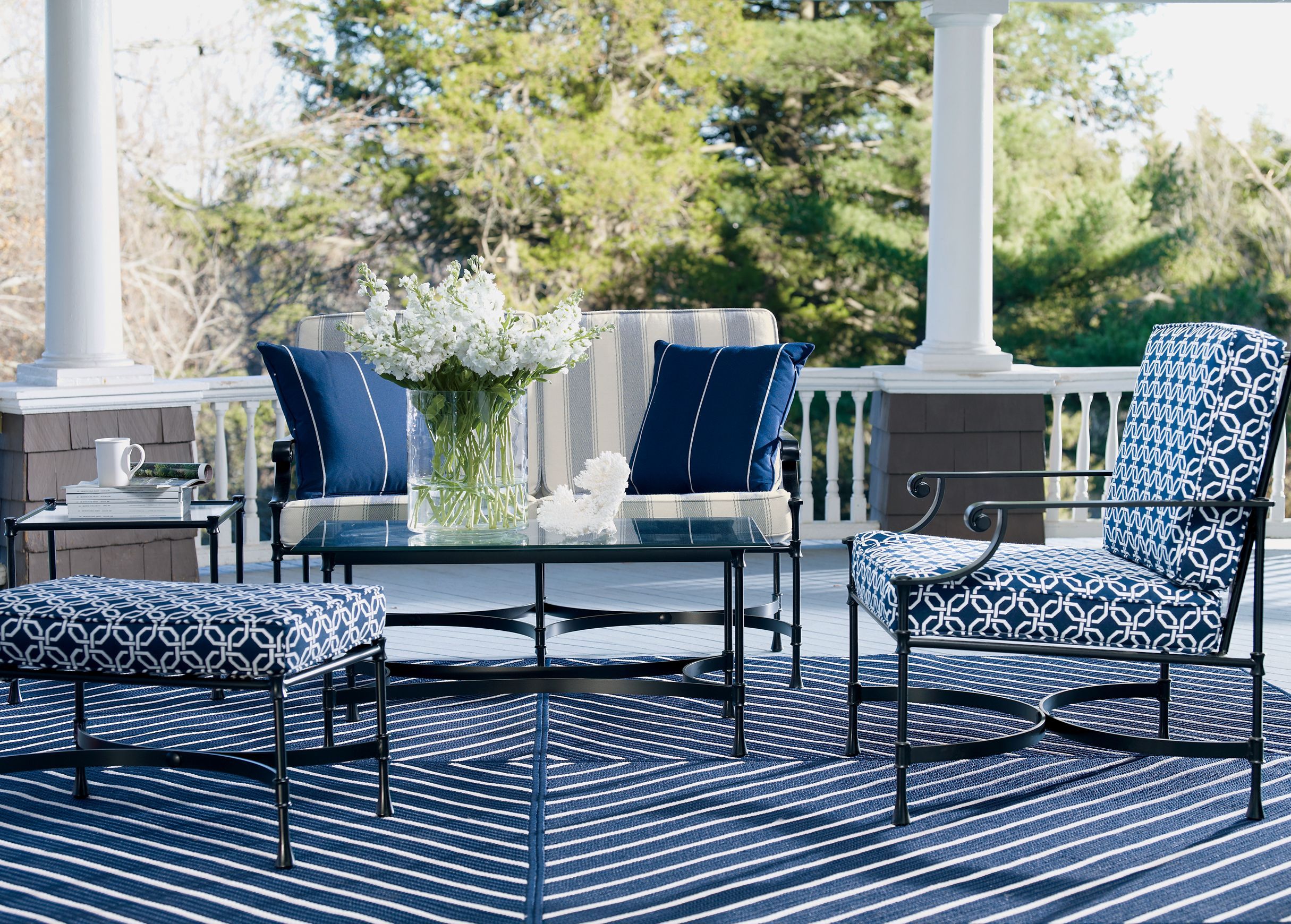 Elevate Your Outdoor Living Space with Deep Seating Navy Blue Accents