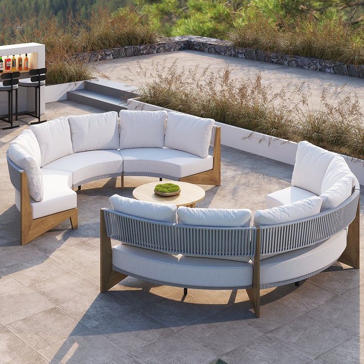 8 Pieces Farmhouse Curved Modular Outdoor Patio Sectional Sofa Set With ... with regard to Understanding the Durability and Comfort of Outdoor Sectional Sofas