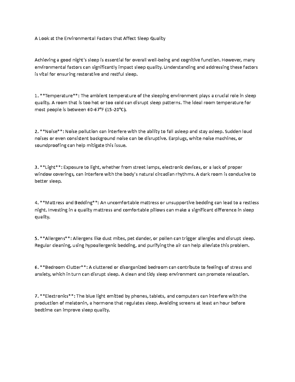 A Look At The Environmental Factors That Affect Sleep Quality - However ... with regard to Exploring the relationship between sleep quality and environmental factors