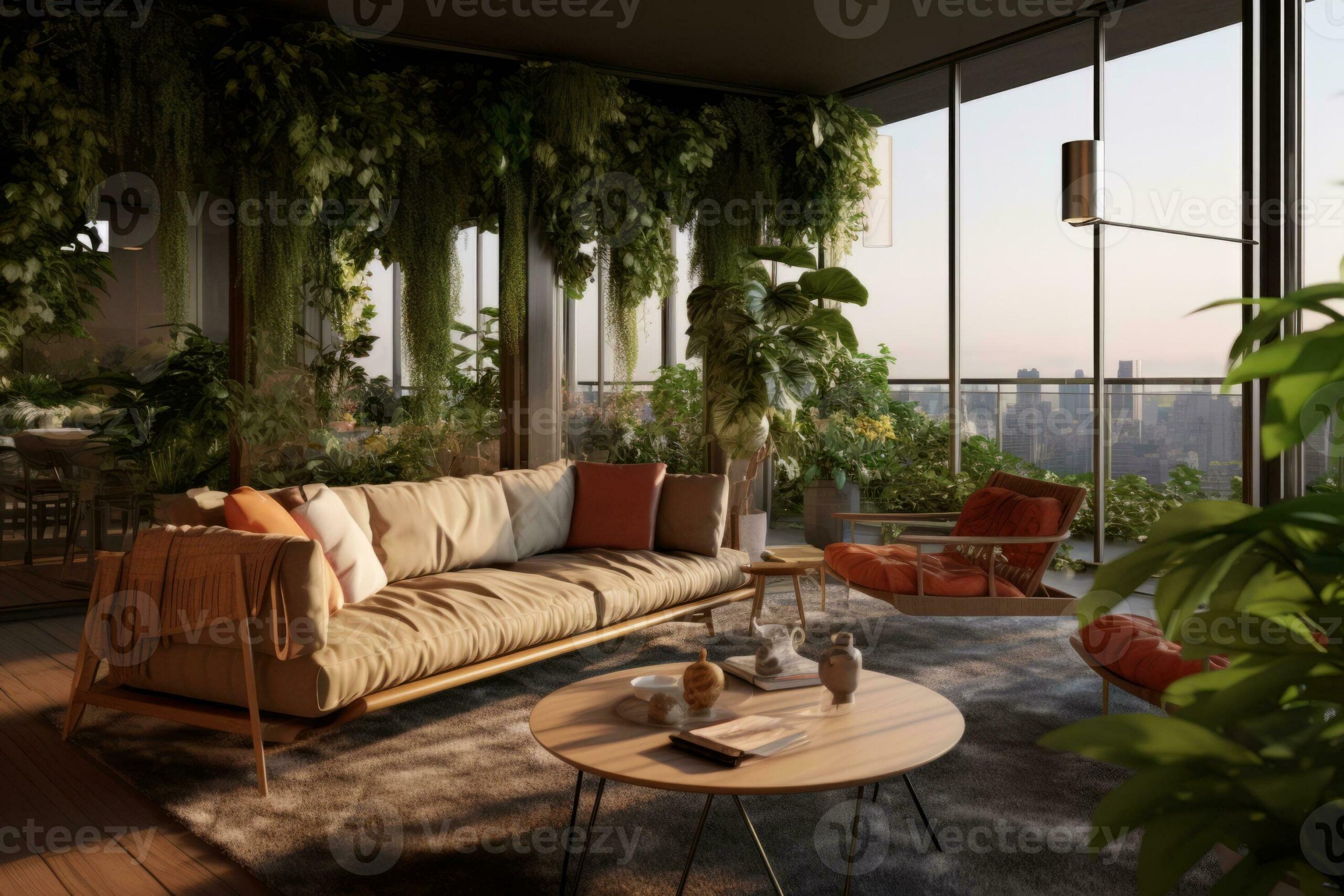 A Penthouse Living Room Seamlessly Blending Indoor And Outdoor Spaces ... for Creating comfortable spaces that blend seamlessly with gardens