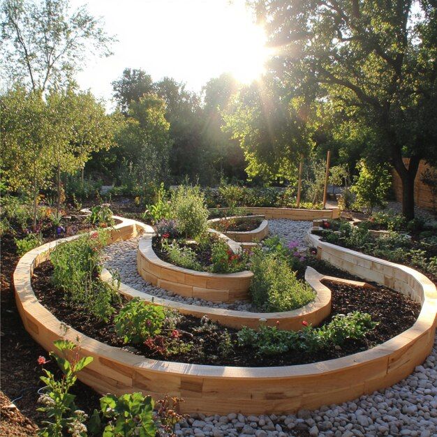 A Permaculture Garden With Keyhole Beds Maximizing Planting Space And ... regarding Maximizing space efficiency with corner seating solutions in gardens