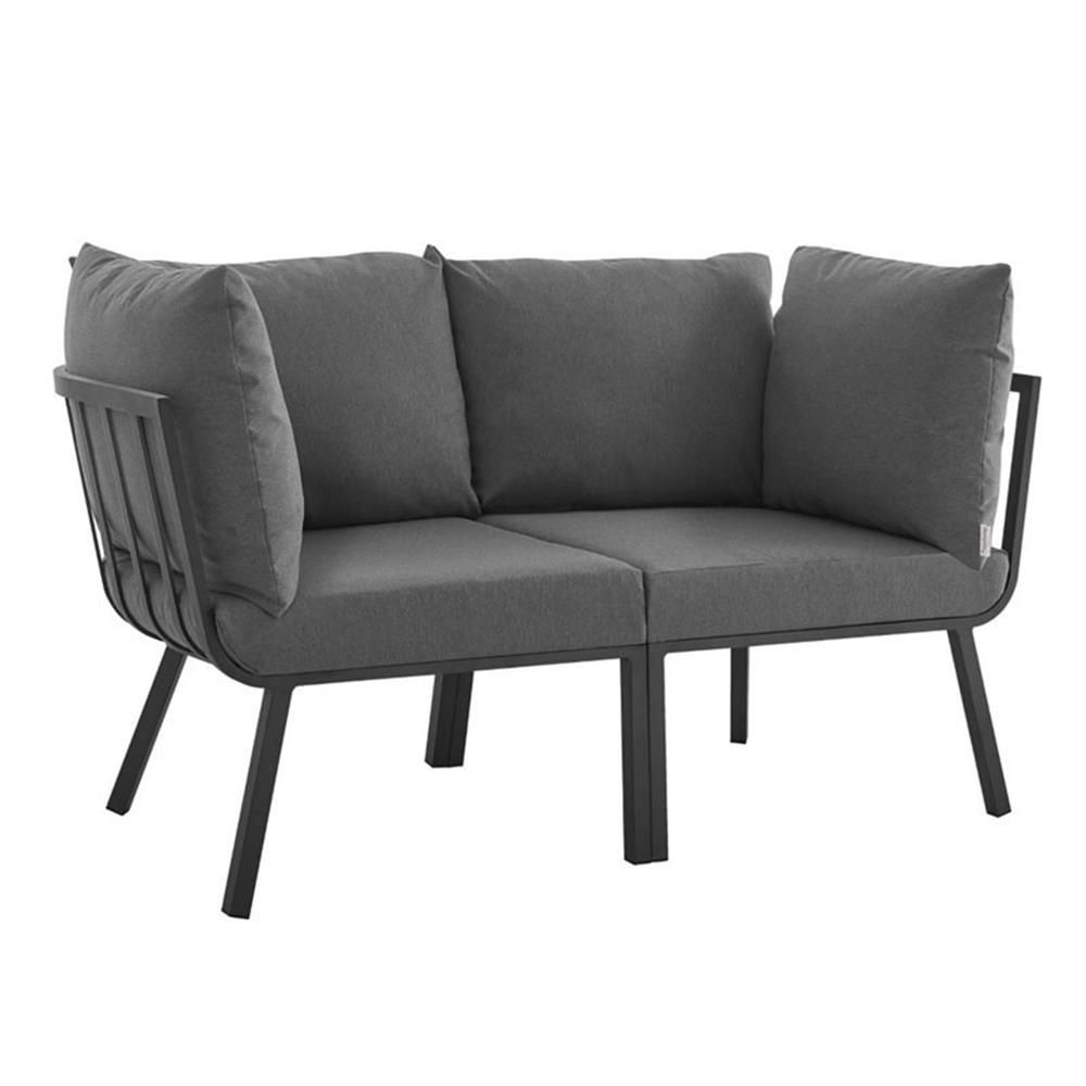Afuera Living 2-Piece Modern Aluminum Patio Sectional Sofa In Gray ... within A Closer Look at the Brentwood Aluminum Patio Sectional in Charcoal Gray