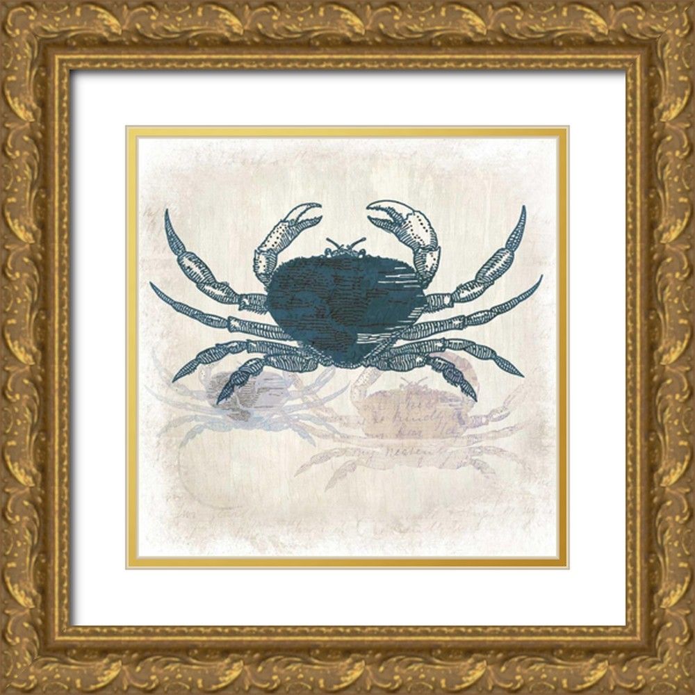 Allen, Kimberly 20X20 Gold Ornate Wood Framed With Double Matting ... in Visions Blue Crab, 20"X20"