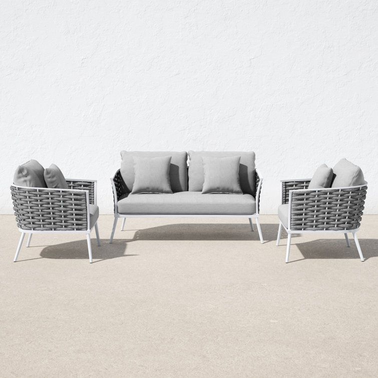 Allmodern Stance 3 Piece Outdoor Patio Aluminum Sectional Sofa Set ... with regard to Maximizing Your Patio Living with a Stance 3-Piece Aluminum Sofa