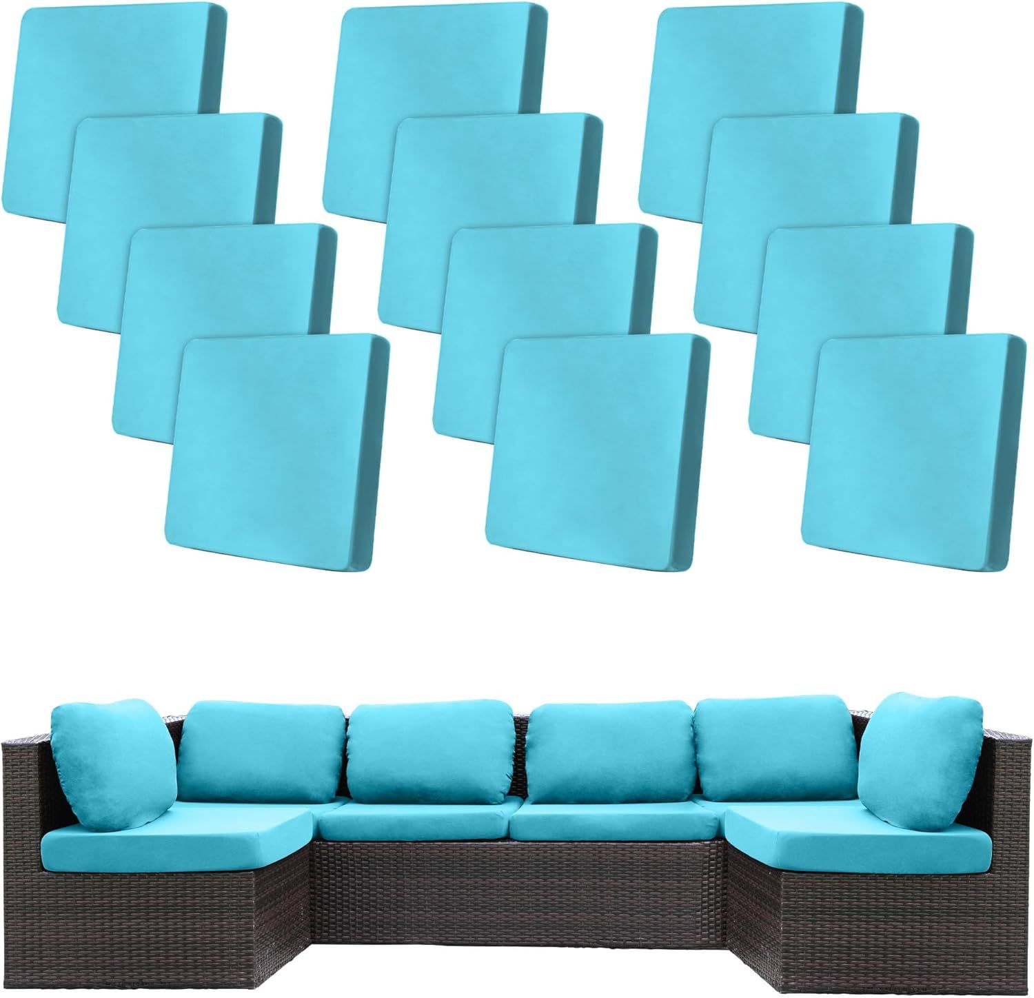 Amazon.com: 12Pcs Stretch Patio Cushion Covers Outdoor Cushion Covers ... regarding The science behind slip cover materials for outdoor furniture