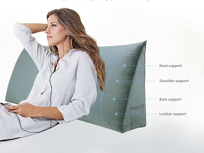 Amazon.com: Bncktrd Headboard Wedge Pillow Queen Xxl Bolsters Pillow ... pertaining to  Style1 Twin Contrast Trim Daybed Mattress Bolster Back Covers Ad102