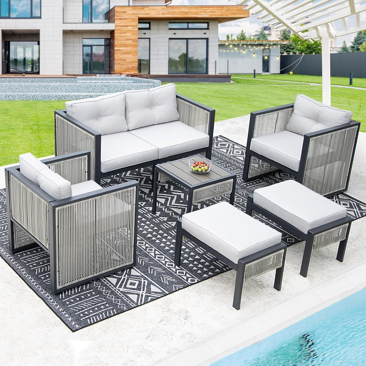 Amazon.com: Bulexyard 6 Pieces Grey Patio Furniture Conversation Sets ... with Sonoma Outdoor Sofa, 60", Weathered Grey, Fsc