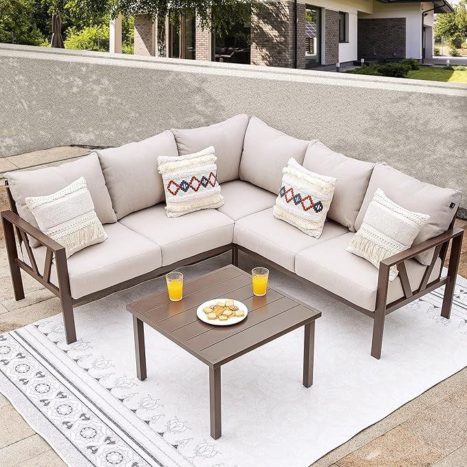 Amazon.com: Comlax Field Patio Furniture Set, 6 Pieces Outdoor Couch ... throughout Exploring the Benefits of Manhattan Spectrum Carbon Weather Resistant Design Outdoor Sofa