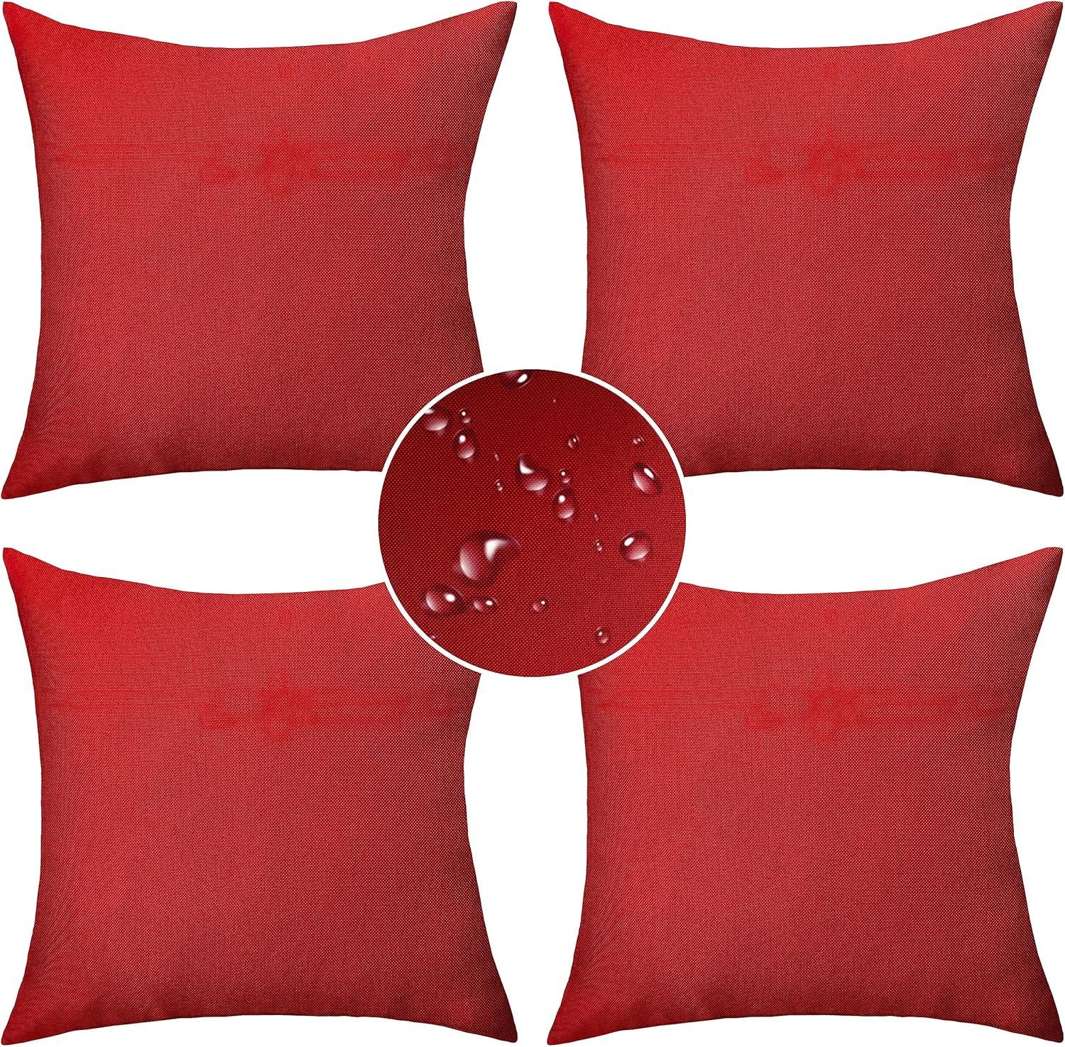 Amazon.com: Demetex Red Outdoor Pillow Covers 20X20 Waterproof Linen ... with regard to Maximizing Your Outdoor Experience with a 20x20 Performance Pillow