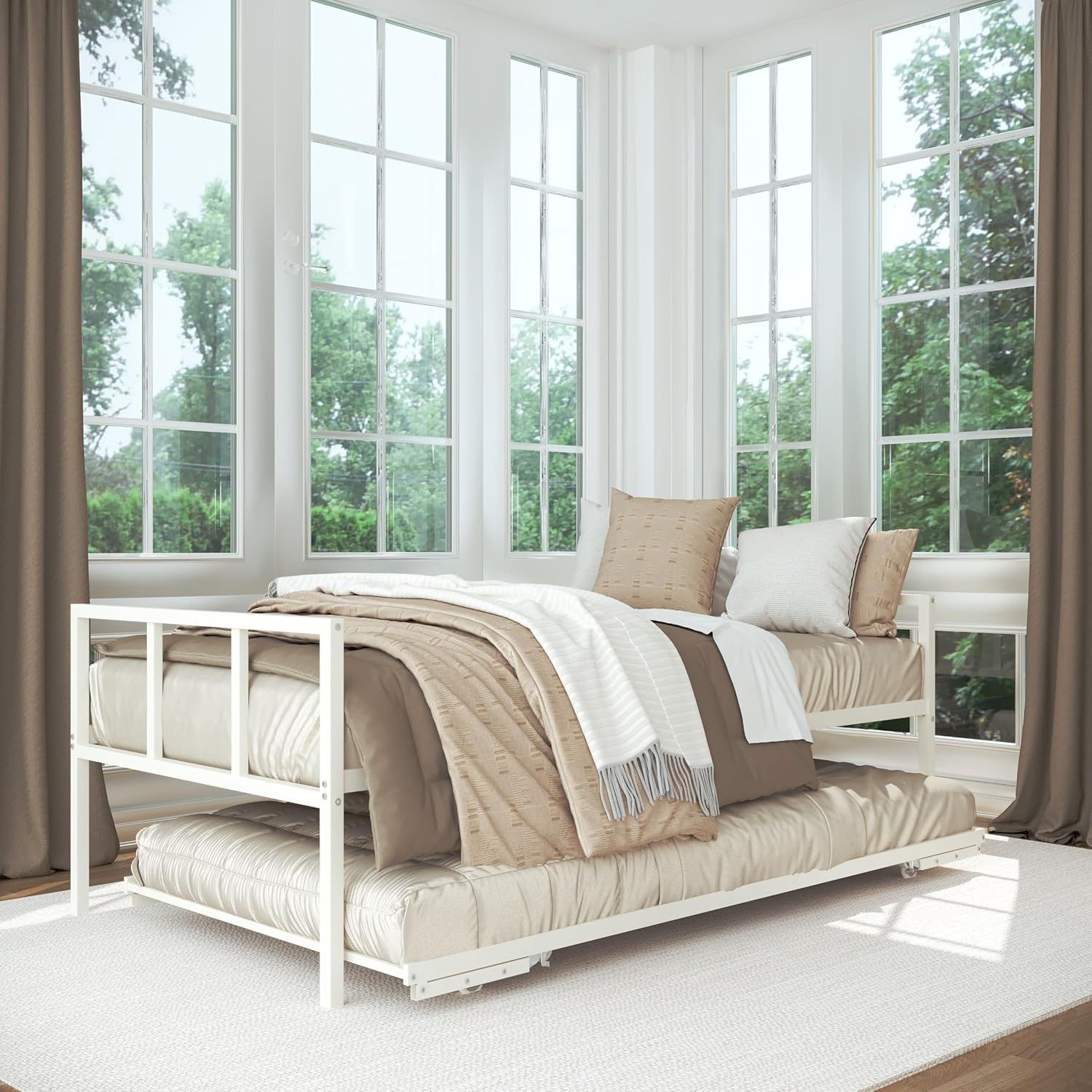 Amazon.com: Milliard Twin Daybed And Fold- Up Trundle Set, Daybed With ... with regard to How to Choose the Right Daybed Cover for Your Sleeping Space
