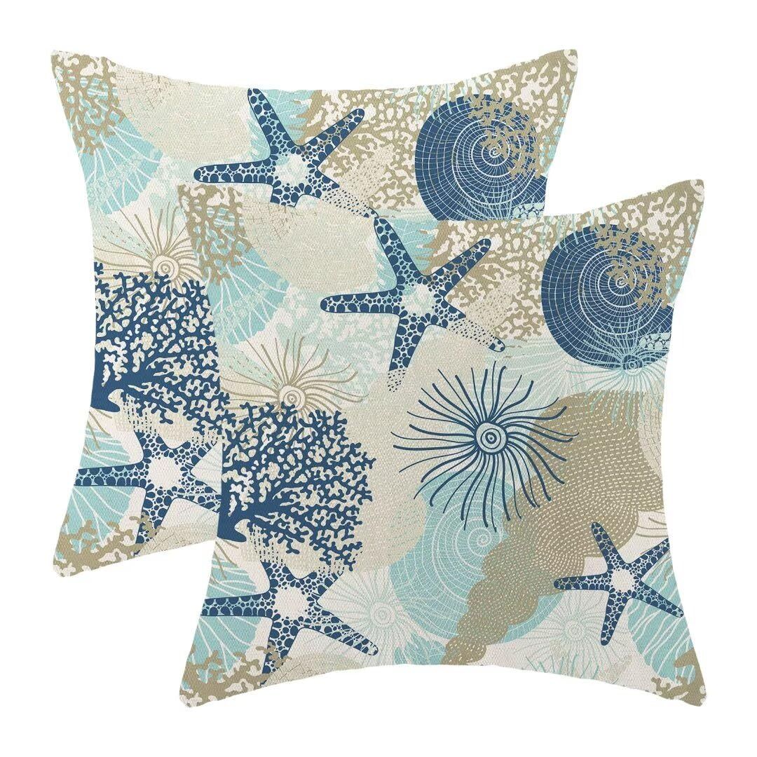 Amazon.com: Nautical Coastal Throw Pillow Cover 20X20 Inch Pack Of 2 ... inside How to Choose the Perfect Aquatic-Themed Decorative Pillow