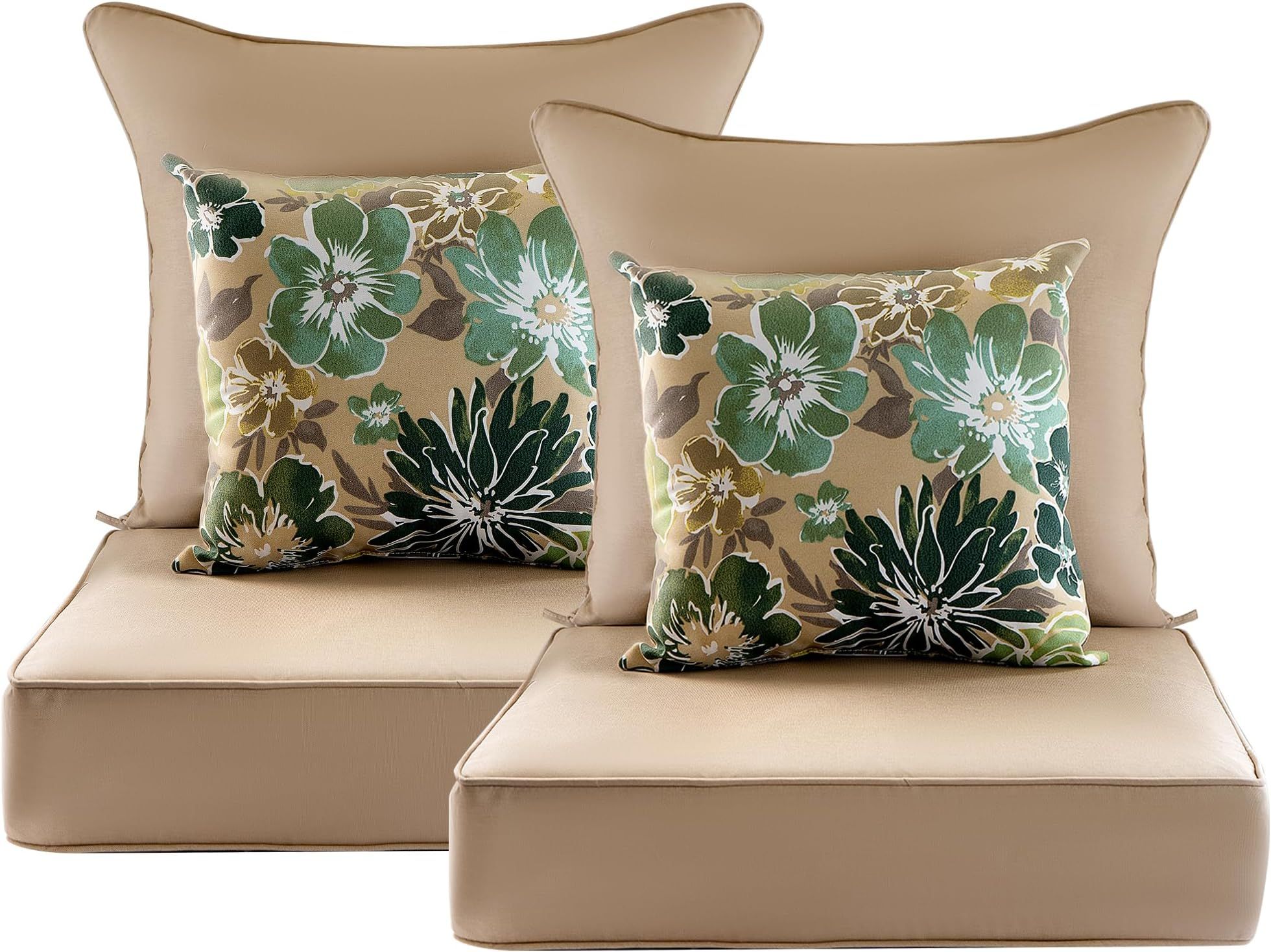 Amazon.com: Outdoor Deep Seat Cushion Set Of 2,24 X 24 Inch, Deep Seat ... pertaining to Sunbrella Canvas Spa Outdoor Corded Deep Seating Cushion Set, 23.5X23