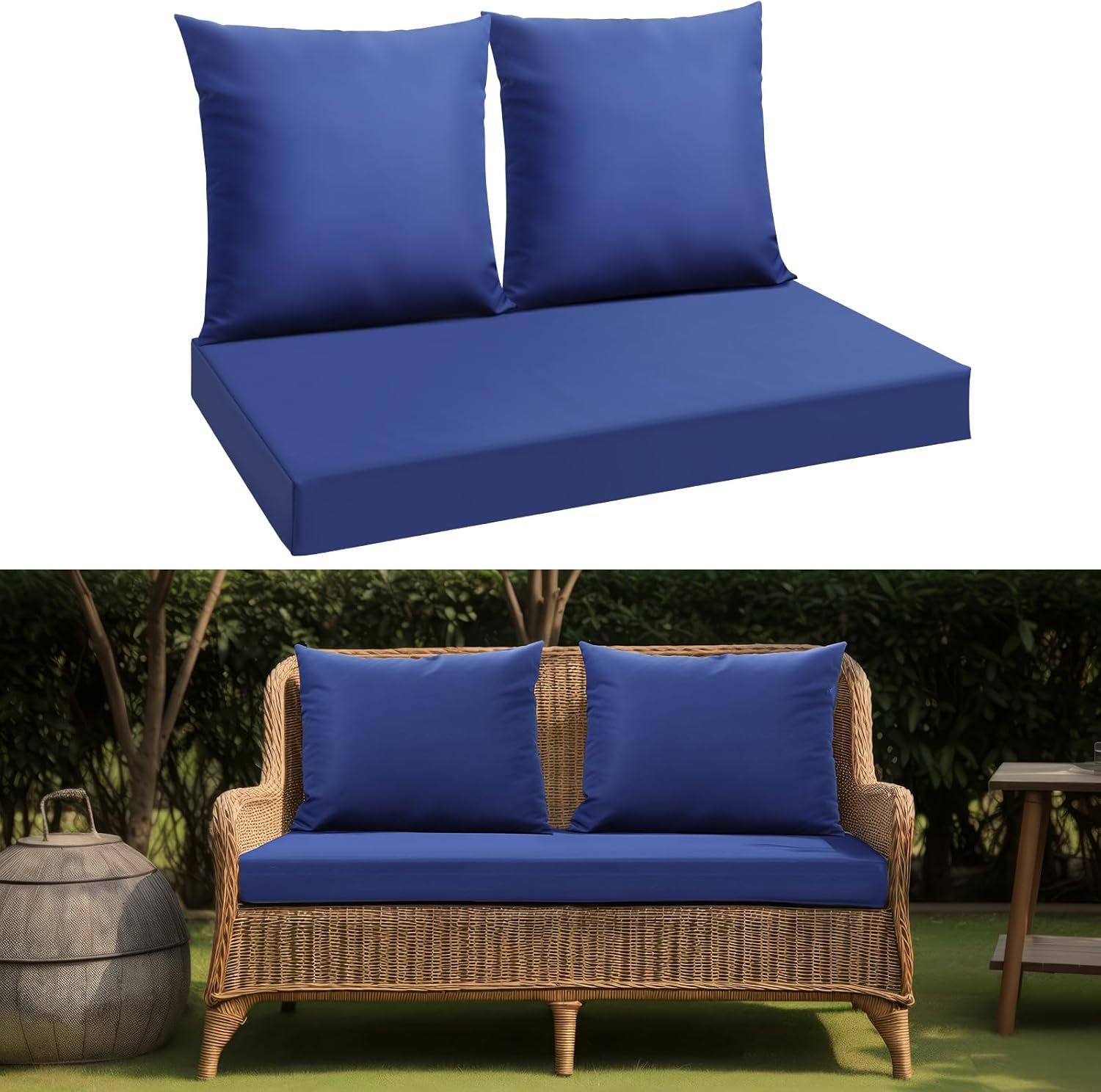 Amazon.com: Patelai 3 Pcs Outdoor Loveseat Cushions Patio Loveseat ... in 60"X19" Tufted Solid Outdoor Spun Polyester Loveseat Cushion Red