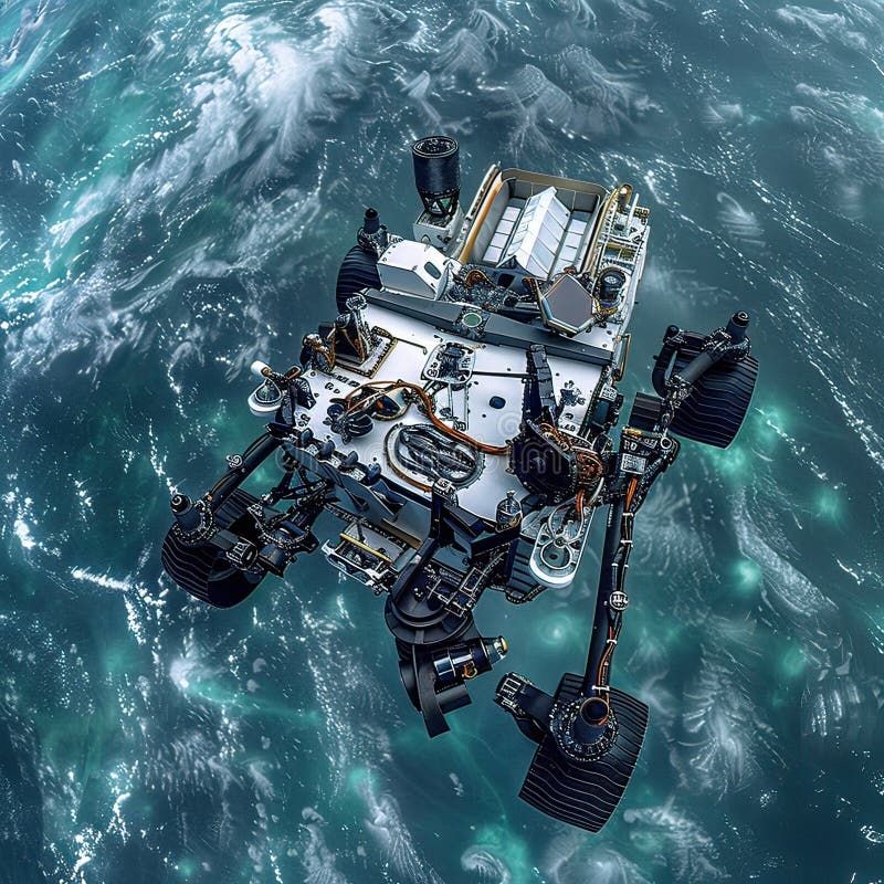 An Aerial Perspective Of A Rover Navigating Through The Ocean Stock ... for Oceans Sofa