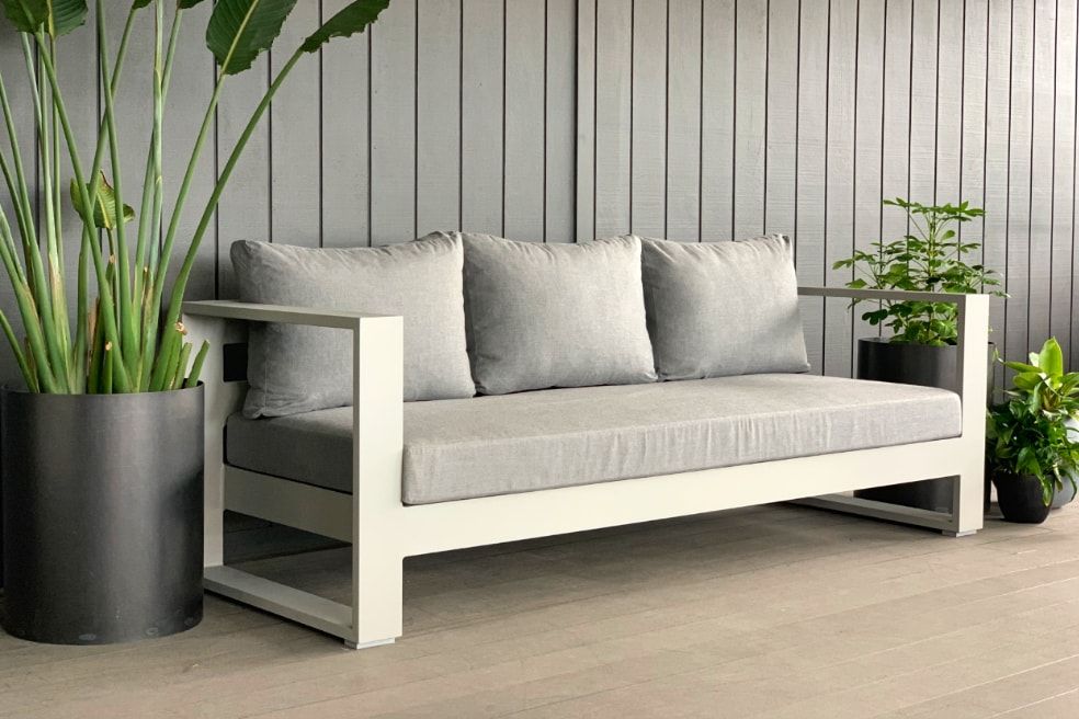 Bask Sunbrella® 3-Seater Outdoor Sofa (Grey Frame) - Outside Space throughout Redondo Sunbrella Upholstered Outdoor Sofa