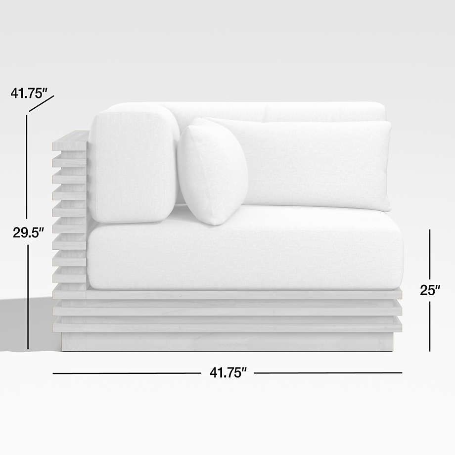 Batten Natural Teak Outdoor Corner Chair With Cast Silver Sunbrella ... within Bel Air Three-Back Corner Chair, Shade/Cast Silver