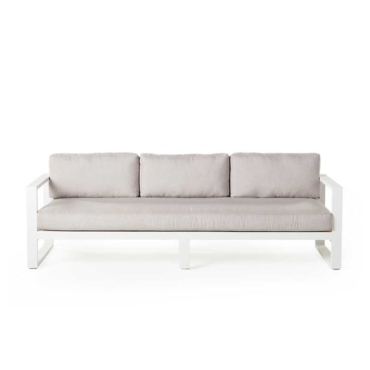 Belvedere Sofa In White Aluminum | Sofa, White Cushions, Seat Cushions throughout Lounge Sofa, White, Aluminum, Modern, Outdoor Patio Bistro Garden Hospitality