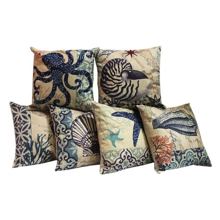 Benzara Aquatic Themed Comfortable Throw Pillows - Set Of 6 - Etd ... throughout Frontporch Coral Square Pillow, 18", Aqua, 18"X18"