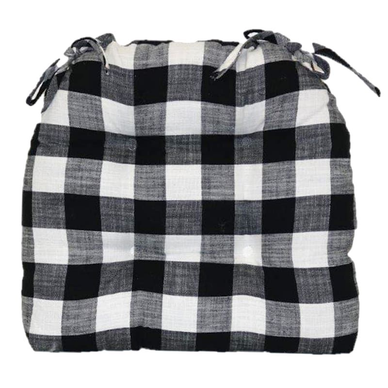 Black Cotton Buffalo Check Dining Chair Cushion with Stewart Black Buffalo Plaid Bench Cushions as Cultural Heritage in Interior Design