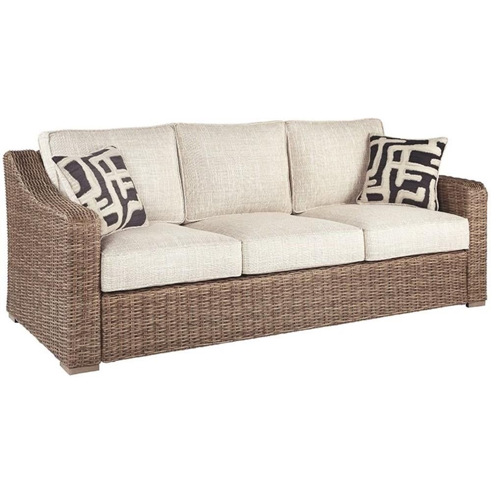 Bowery Hill Patio Sofa In Beige - Walmart.com regarding Comparing Bowery Hill Patio Sofas in Medium Brown with other outdoor furniture options