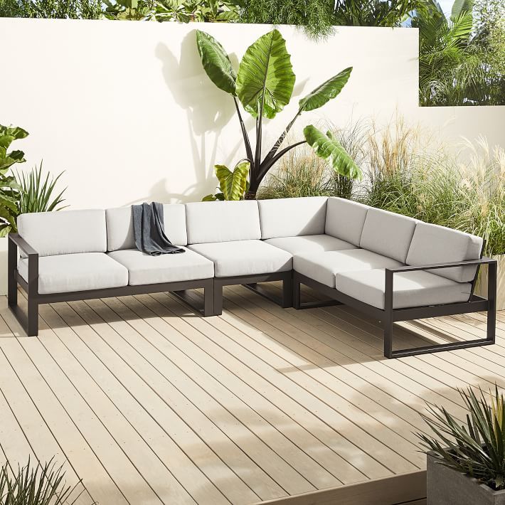 Build Your Own - Portside Aluminum Outdoor Sectional | West Elm regarding Brentwood Outdoor Patio Aluminum 3-Piece Left-Facing Chaise Sectional, Charcoal Gray
