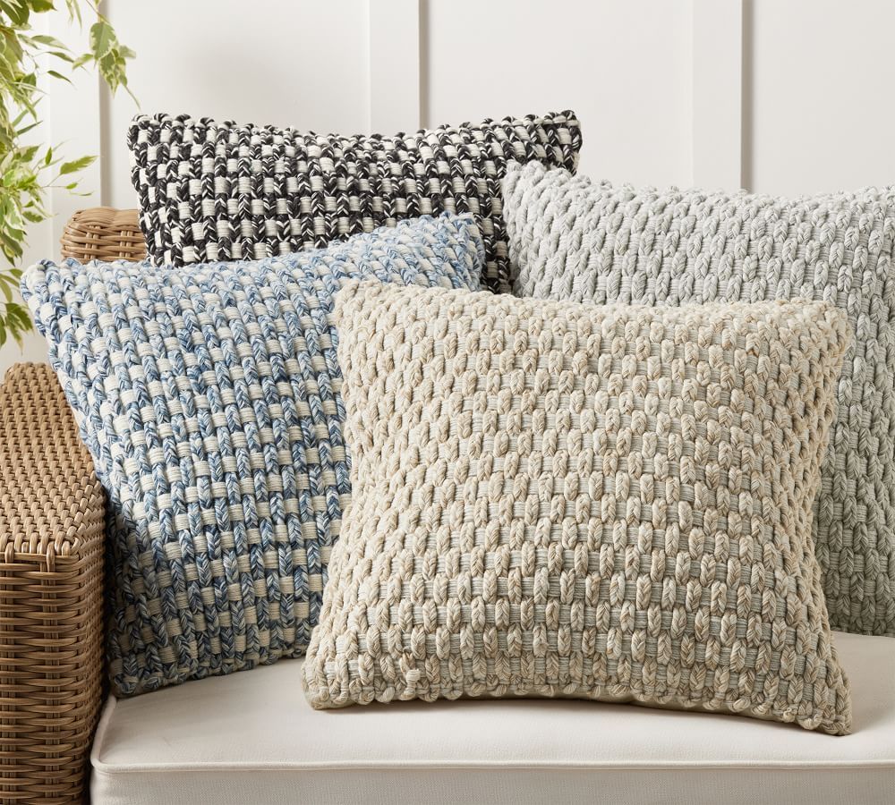 Cadyn Textured Indoor/Outdoor Pillow | Pottery Barn regarding How Indoor and Outdoor Pillow Designs Impact Sleep Quality