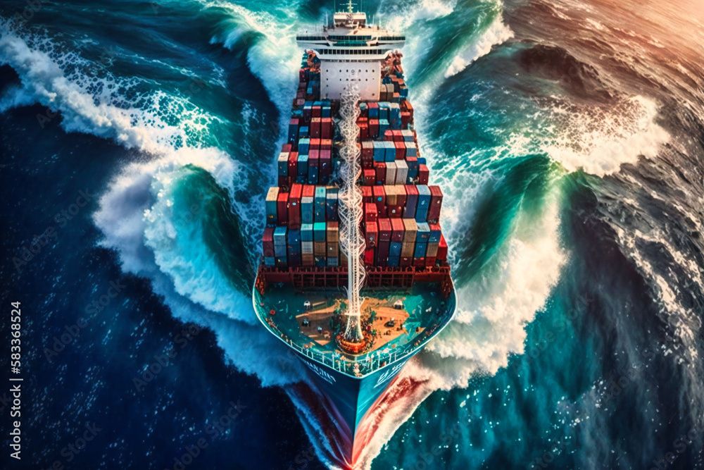 Captivating Aerial View Of A Cargo Ship Navigating The Vast Ocean ... for Navigating the World of Oceans Sofa Materials