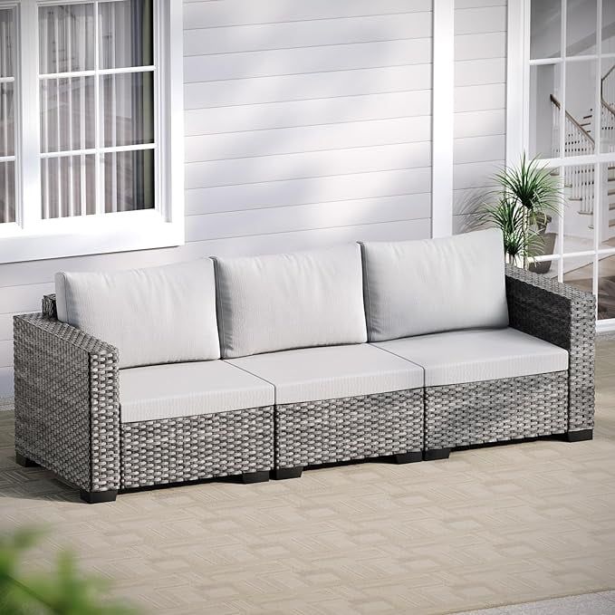 Cdcasa Wicker 3-Seat Outdoor Sofa,Patio Couch,Patio Furniture For ... throughout Transforming Your Patio with the Belle Isle 3-Seat Outdoor Sofa