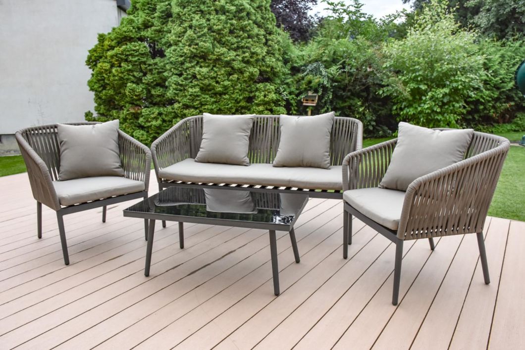 China Morden Patio Furniture Rope Sofa Set Outdoor Aluminum All Weather ... with regard to Exploring the Benefits of Manhattan Spectrum Carbon Weather Resistant Design Outdoor Sofa