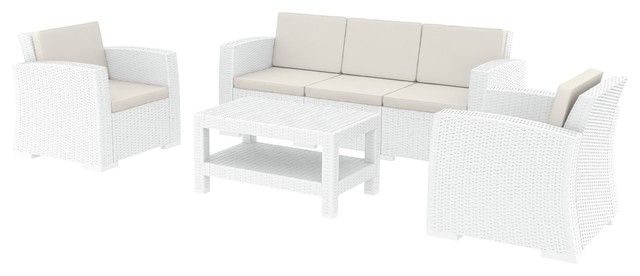 Compamia Monaco 4-Piece 5-Person Patio Seating Set - Contemporary ... throughout The versatility of the Compamia Monaco 5-piece sectional set