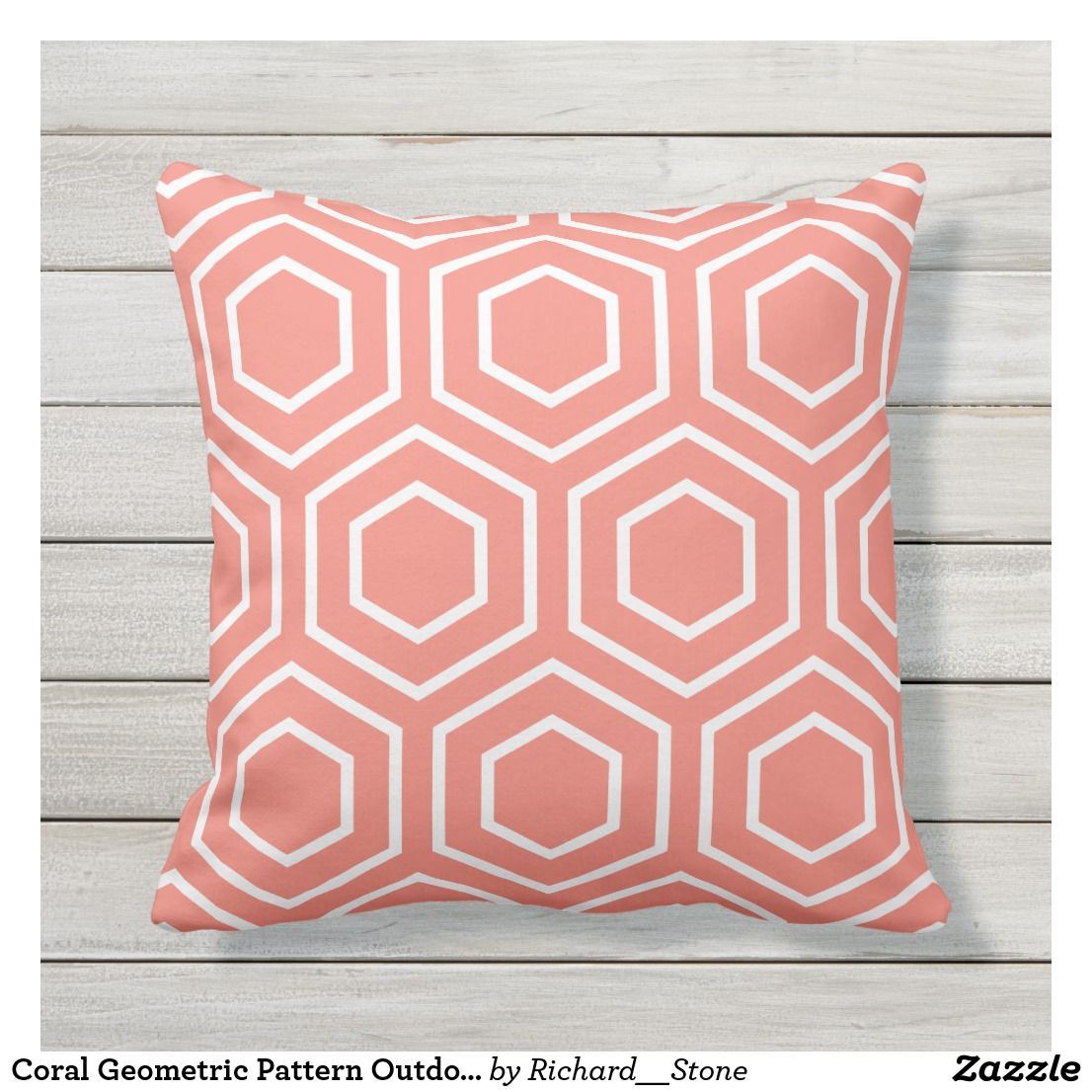 Coral Geometric Pattern Outdoor Pillows | Zazzle.com | Patterned ... pertaining to Black Geometric Arrow Outdoor Throw Pillow, 14"X20"