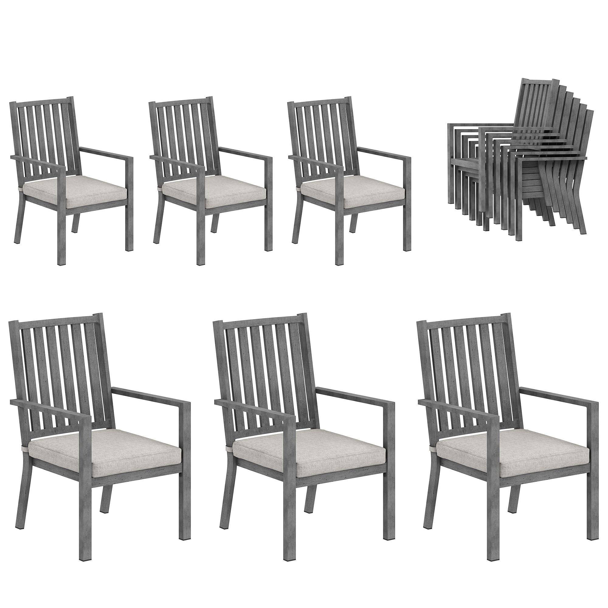 Cozyhome Aluminum Patio Dining Chair Set Of 6, Weather-Resistant ... within Design considerations for weather-resistant outdoor seating accessories