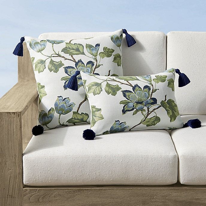 Delavina Floral Tassel-Trimmed Sunbrella Indoor/Outdoor Pillow ... pertaining to Exploring the Versatility of Indoor Outdoor Pillow Design in Modern Living Spaces
