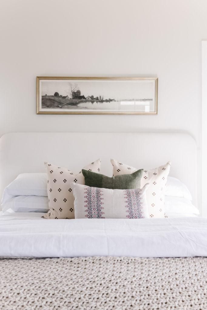 Design Tip: Maximizing Comfort In Bedrooms - Liv Design Collective in Frontporch Mum Indoor/Outdoor Pillow, Blue, Green, 18" Square