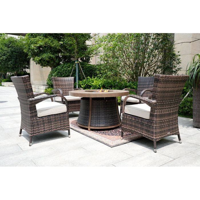 Directwicker 4 - Person Wicker Patio Dining Set With Round Table ... regarding Crafting Comfort with Living Source International 4-Person Wicker Groups