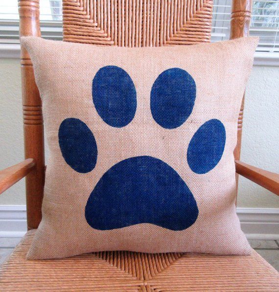 Dog Pillow, Paw Print Pillow, Pet Pillow, Burlap Pillow, Stenciled ... inside Frontporch Paw Prints "Machine Washable" Indoor/Outdoor Pillow