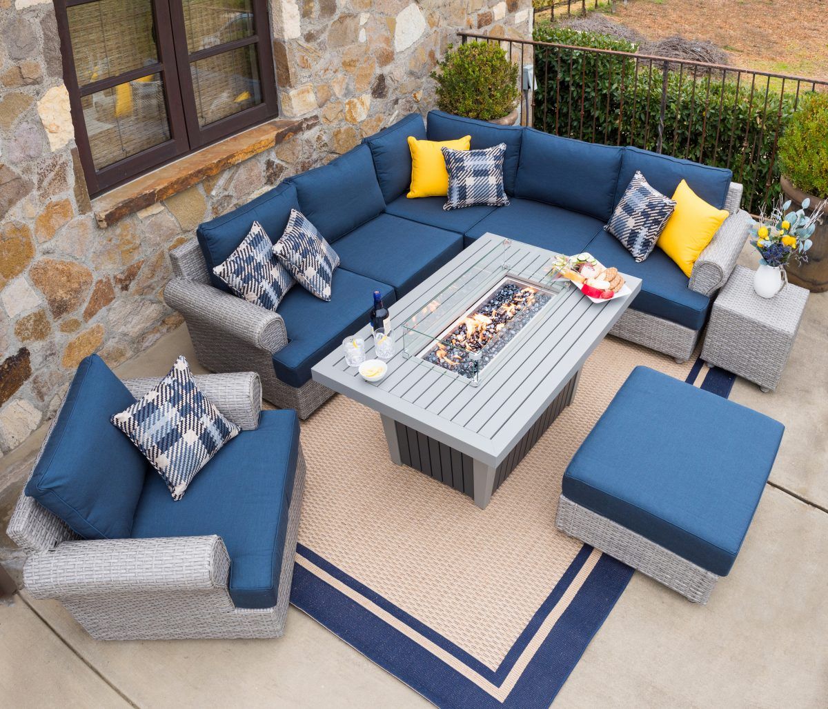 Eight Tips For Arranging Patio Furniture Like A Pro :: Yardyum - Garden ... throughout Modway Harmony 10-Piece Fabric Patio Sectional Sofa Set In White/Navy