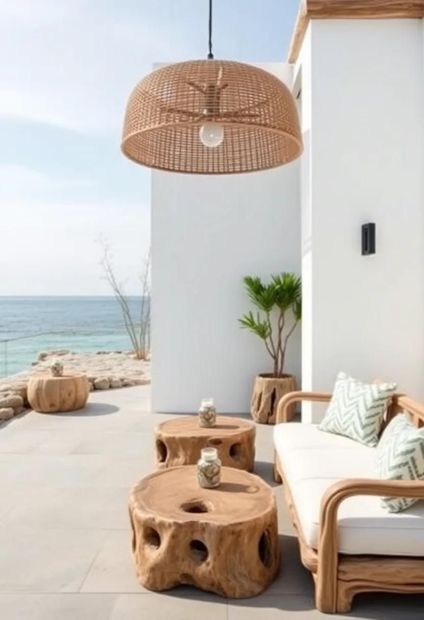Embracing Nature: Coastal Outdoor Spaces Featuring Driftwood Furniture ... pertaining to Balancing Aesthetics and Functionality in Patio Furniture