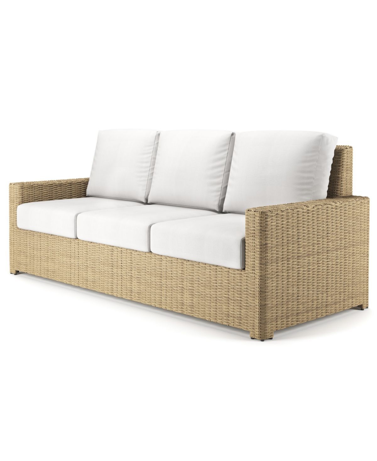 Furniture Sydney Woven Outdoor Sofa With Sunbrella® Spectrum Sand ... throughout Bristol Sunbrella Upholstered Outdoor Sofa