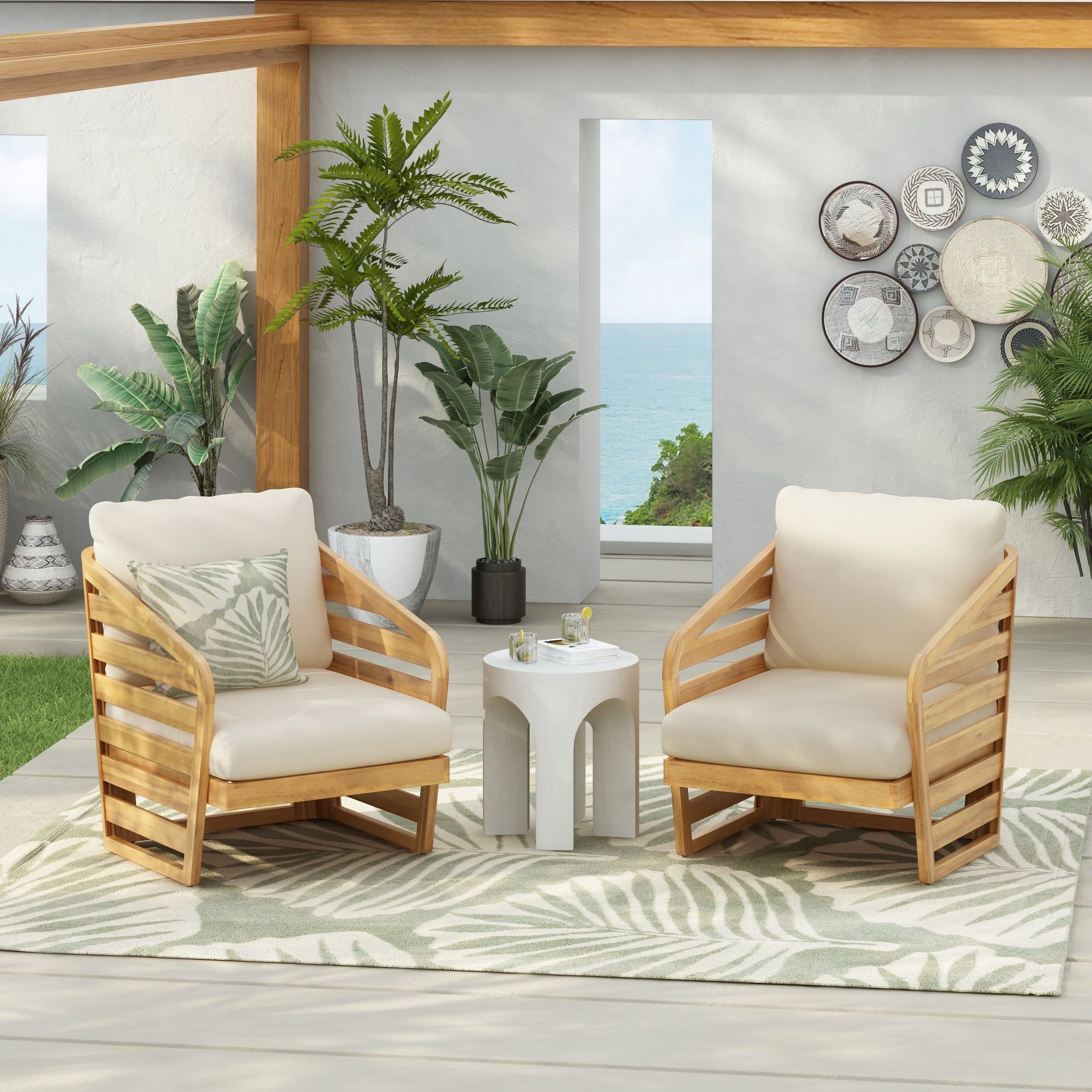 Gdf Studio Nordic Outdoor Patio Lounge Chair, Acacia Wood Frame ... within How the GDF Studio Soleil cushion transforms outdoor living spaces