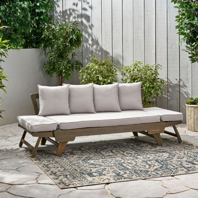 Gdf Studio Othello Outdoor Acacia Wood Daybed With Cushions ... in How the GDF Studio Soleil cushion transforms outdoor living spaces