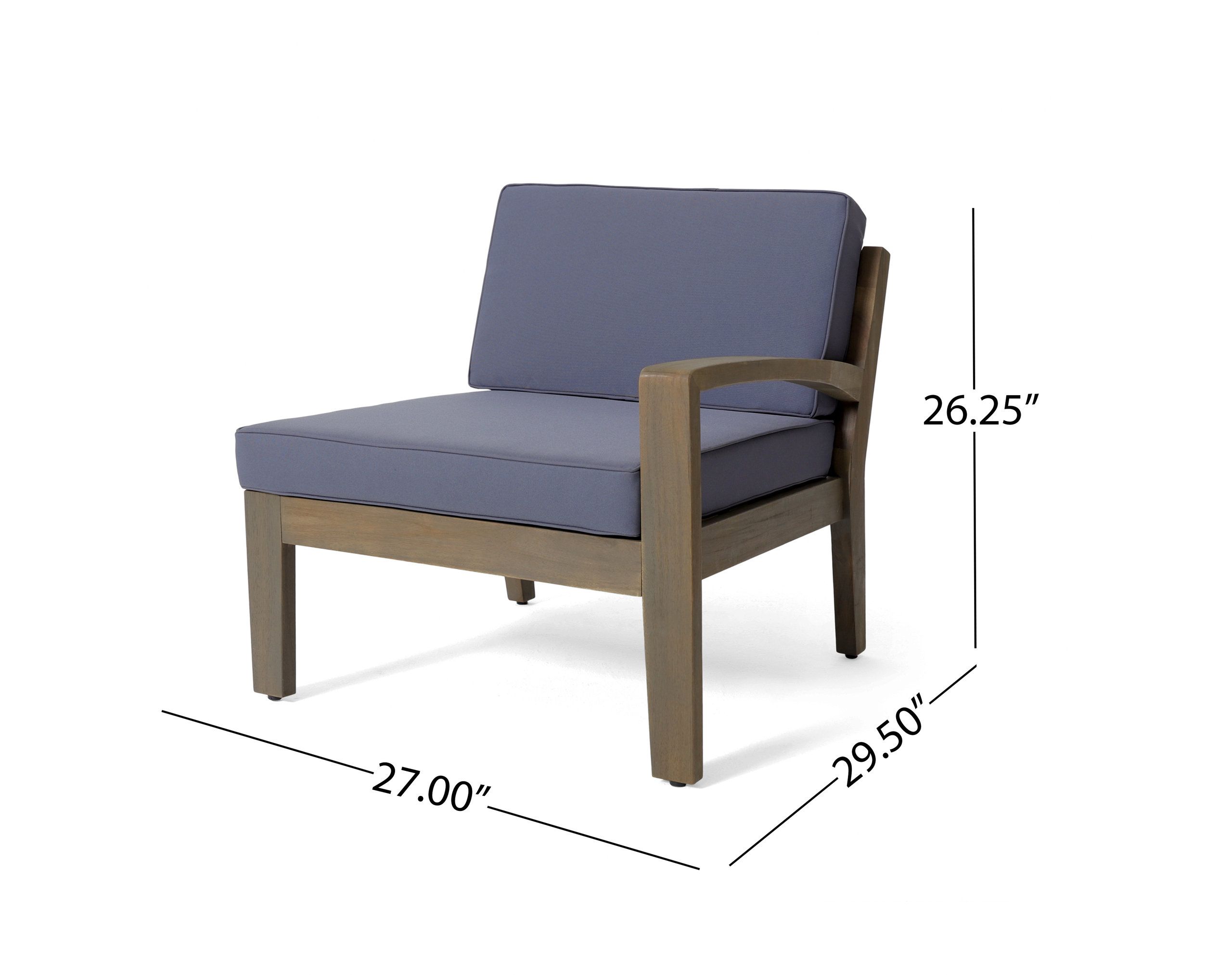 Gdf Studio Sally Outdoor 4-Seater Acacia Sectional Set With Ottoman And ... in Gdf Studio Soleil Outdoor Chaise Lounge Cushion, Jungle Green