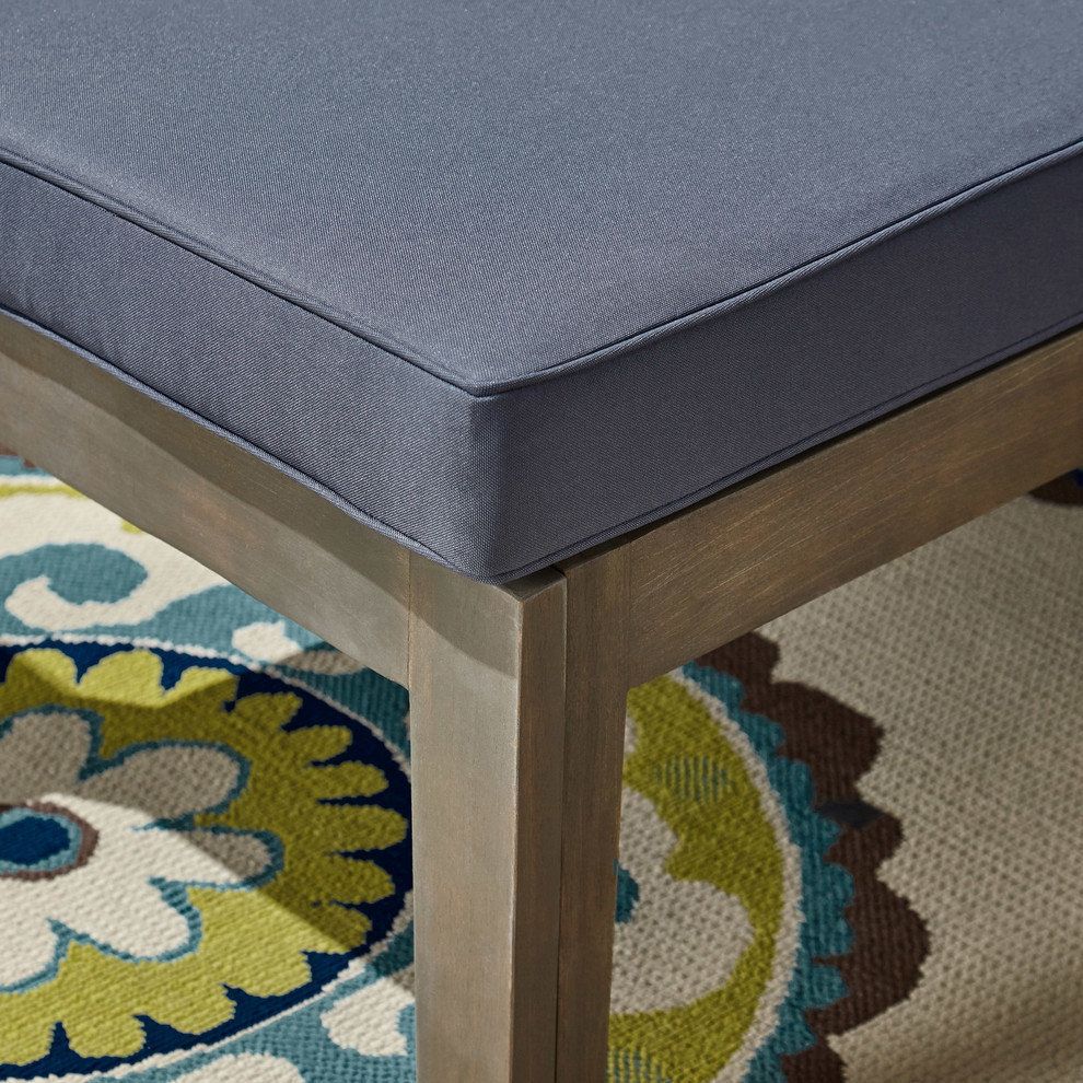 Gdf Studio Sally Outdoor 4-Seater Acacia Sectional Set With Ottoman And ... with Gdf Studio Soleil Outdoor Chaise Lounge Cushion, Jungle Green