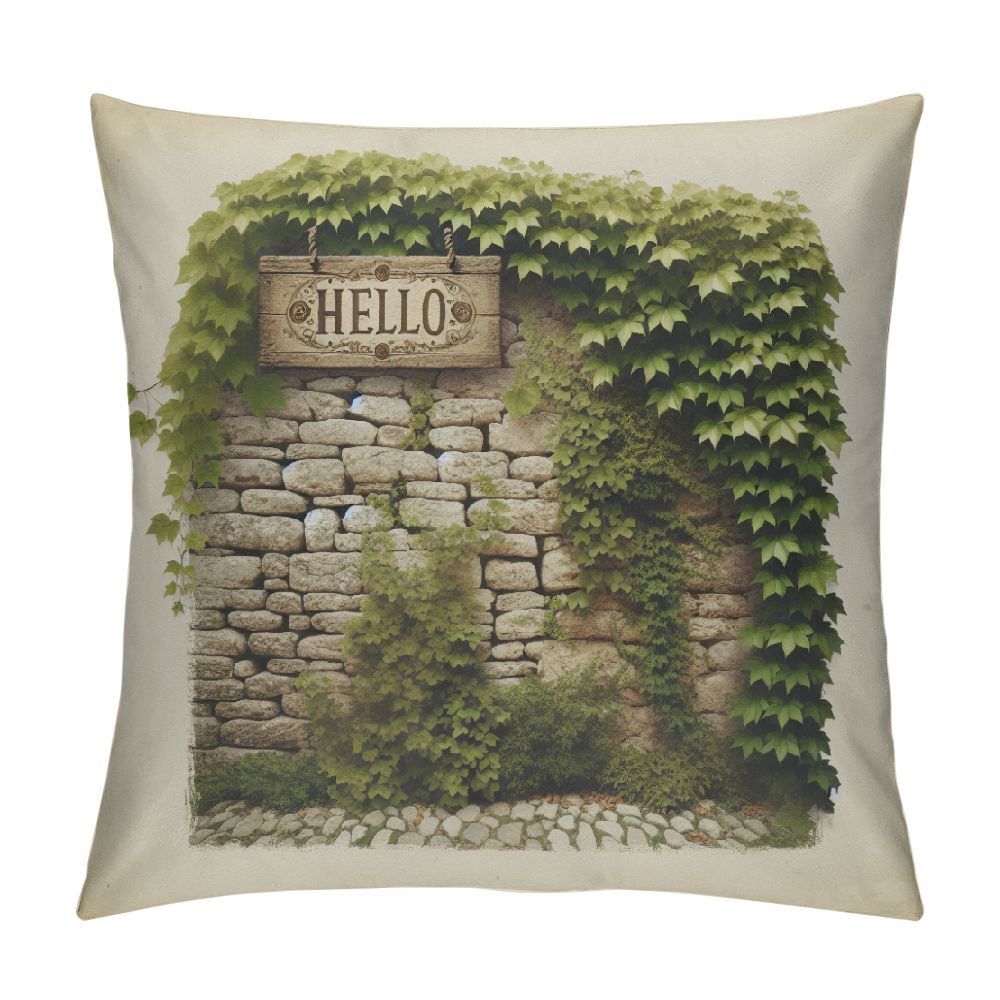 Gosmith Eucalyptus Leaves Hello Spring Throw Pillow Covers Greenery ... within Discover Durability and Style The Laura Fedorowicz Greenery Outdoor Throw Pillow