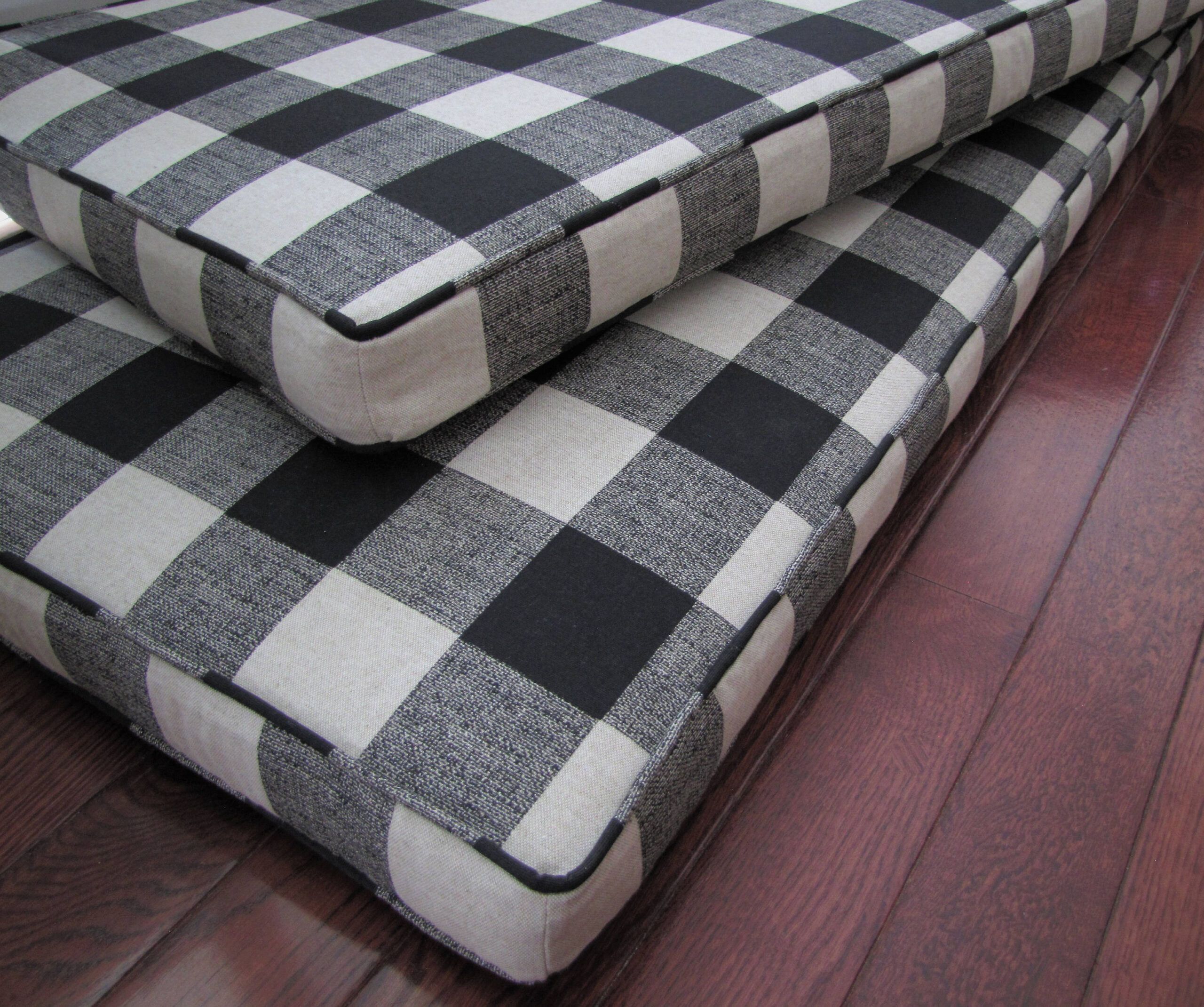 Grateful Home — Custom Banquette Cushions For Dining Room With L-Shape ... throughout Stewart Black Buffalo Plaid Bench Cushions as Cultural Heritage in Interior Design