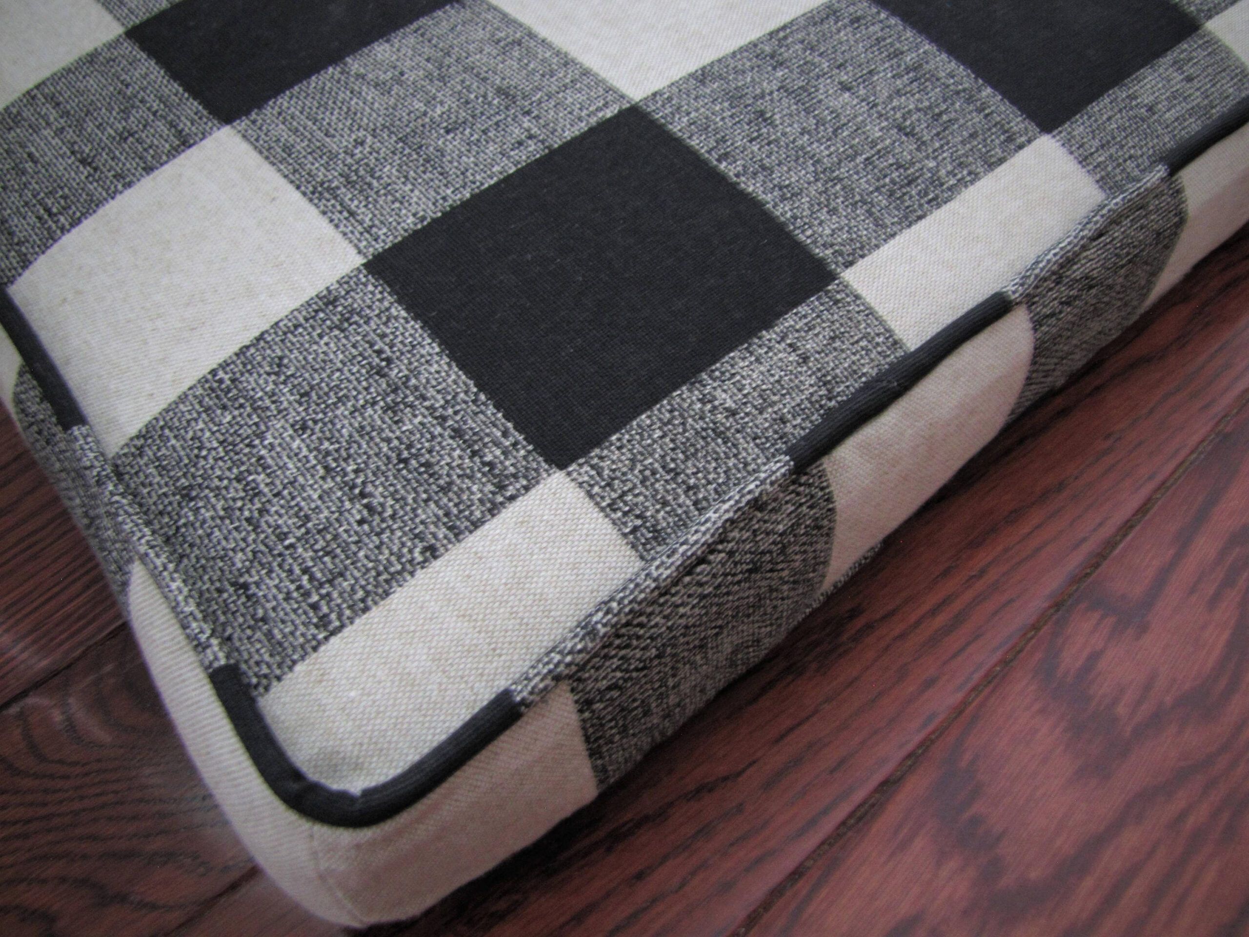 Grateful Home — Custom Banquette Cushions For Dining Room With L-Shape ... with regard to Stewart Black Buffalo Plaid Bench Cushion