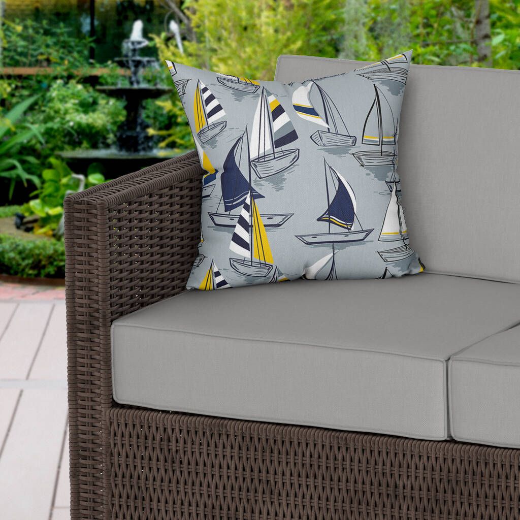 Grey Nautical Sailboats Water Resistant Outdoor Cushion By Mbt Studio ... for The Art of Selecting Weather-Resistant Outdoor Cushion Materials