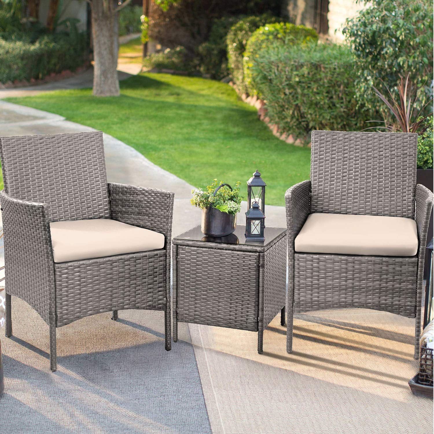 Grey Wicker Patio Furniture : Broyerk Piece Grey Outdoor Rattan Patio ... throughout Sonoma Outdoor Sofa, 60", Weathered Grey, Fsc