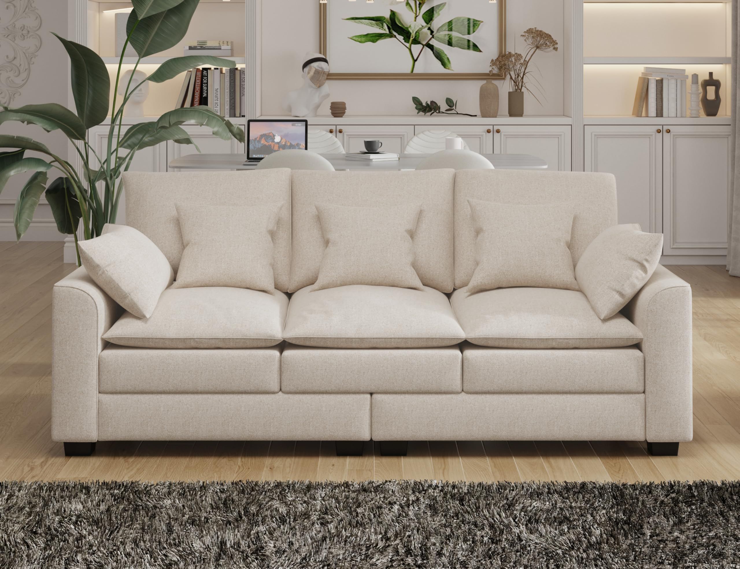 Harper &amp; Bright Designs 78.7" Sofa Couch 3 Seater Sofa With 5 Pillows ... in Designing outdoor living spaces with the Belle Isle Cushion 3-Seat Sofa