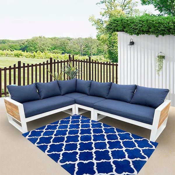 Higreen Outdoor Denver 4-Piece Aluminum Outdoor Patio Sectional Set ... regarding The Science Behind Redondo Spectrum Indigo's Outdoor Sofa Construction